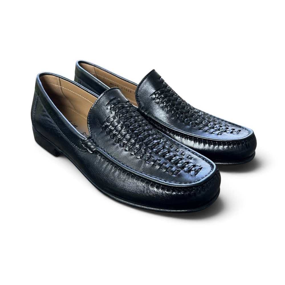 Florsheim Black Leather Woven Loafers Slip On Dress Shoes Men's Size 7.5 11959